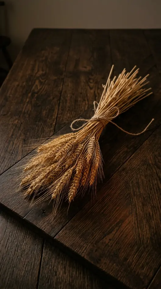 16 Small Moody Thanksgiving Table for Intimate Nights 9 9. A Single Dried Wheat Sheaf Laid Flat Across the Tables Center