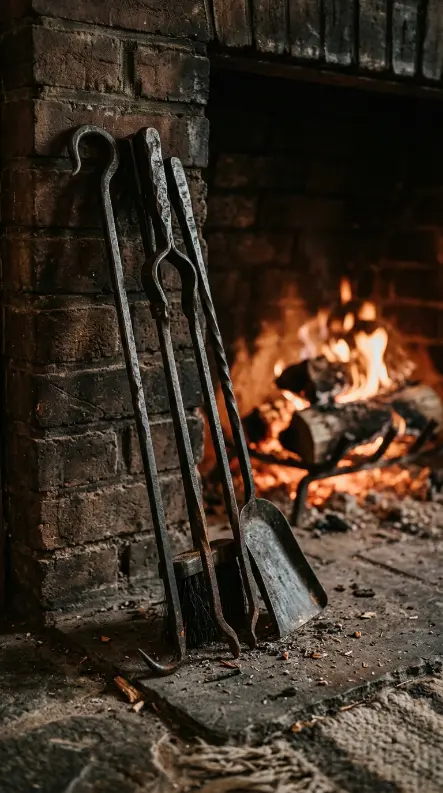 16 Moody Fall Fireplace Ideas for a Cozy Sanctuary 9 9. A Wrought Iron Fire Poker Set Left Leaning Rather Than Hung