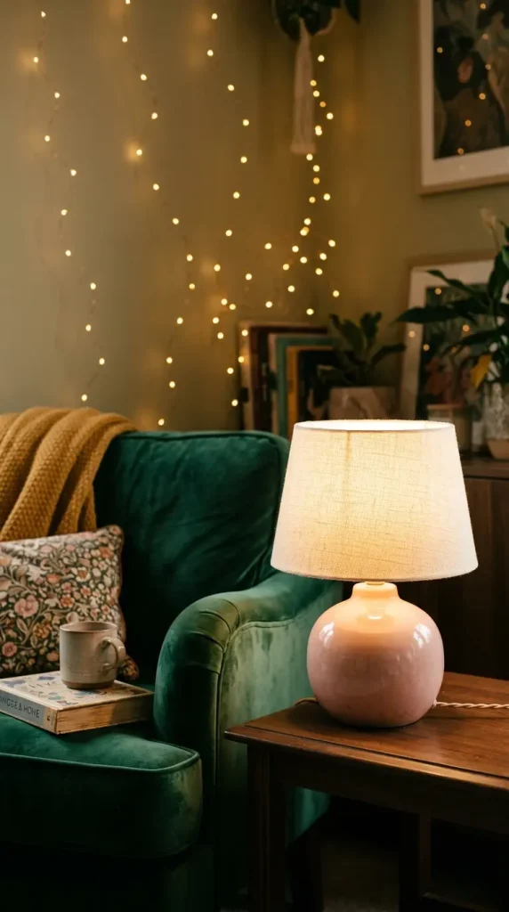 16 Cozy Reading Corners Whimsical Blush Fairy Lights 9 9. Blush Pink Ceramic Table Lamp