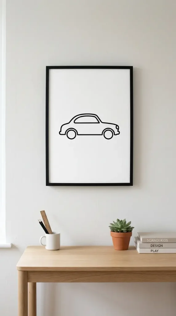 13 Boys Room Decor Modern Minimalist Neutral Calm 9 9. Framed Black and White Line Art
