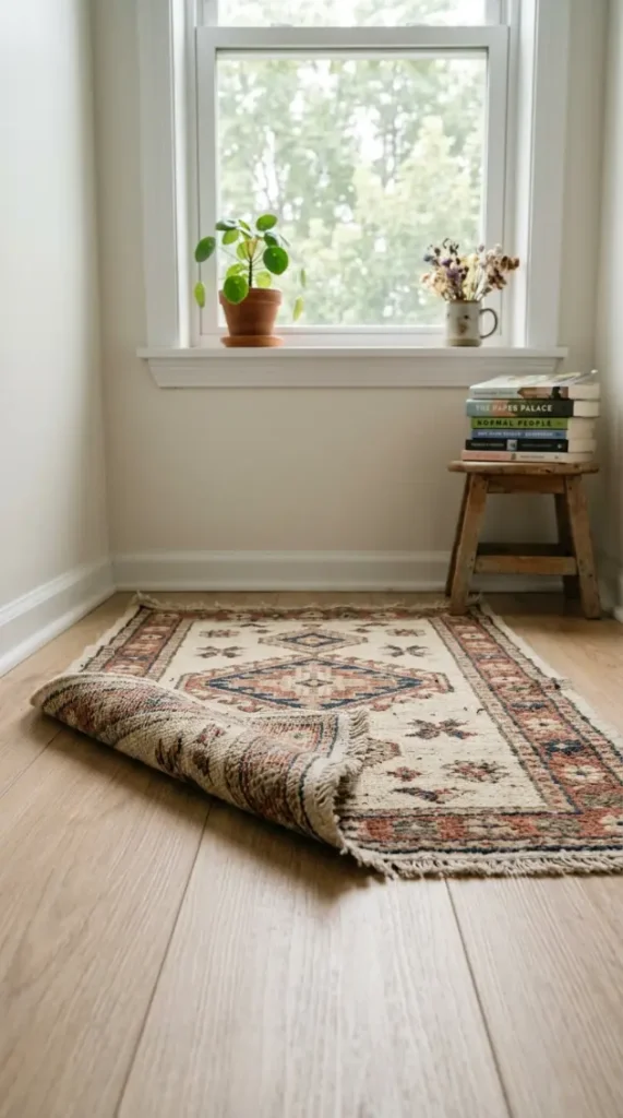 15 Small Apartment Window Reading Nook Renter Friendly Ideas 9 9. Small Rug Layered Over Rented Flooring