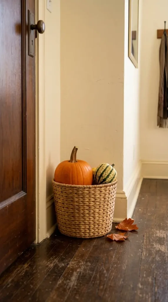 14 Small Space Fall Decorating Ideas for a Studio Apartment 9 9. The Entry Nook Floor Moment