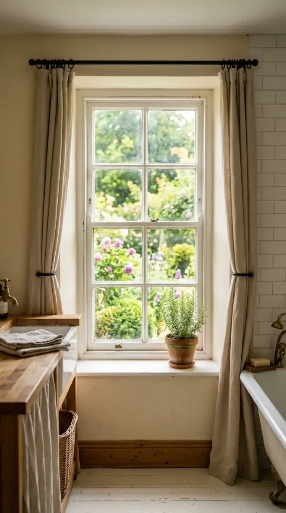 14 Laundry Room Bathroom Combo Warm Neutral Farmhouse Style 9 9. The Farmhouse Window with Garden View