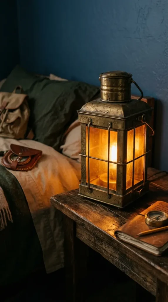 15 Boys Room Decor Explorer Adventure Vintage Map 9 9. Vintage Brass Lantern Lamp